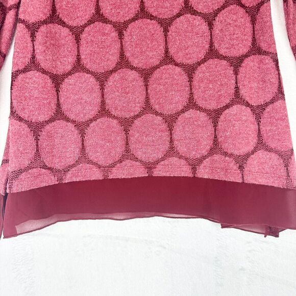 Ali Miles Dot Tunic Size Small Open Knit Chiffon Trim Lagenlook Artsy - Picture 3 of 5